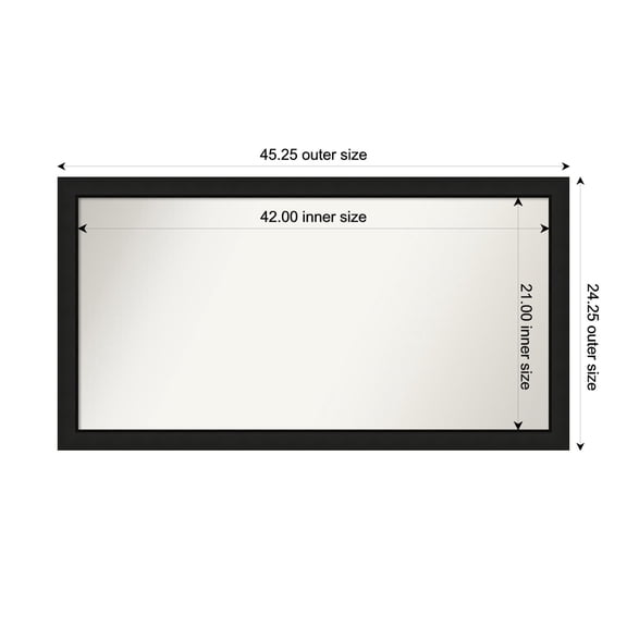 Amanti Art Custom Wall and Bathroom Mirror (24.25 x 45.25 in.), Midnight Black Narrow Frame
