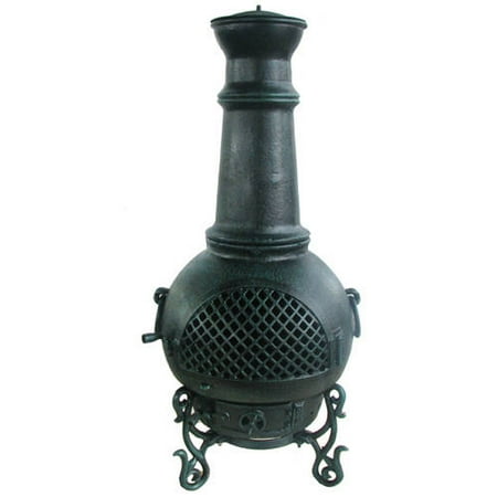 Gardener Select Cast Aluminum Chiminea Antique Green