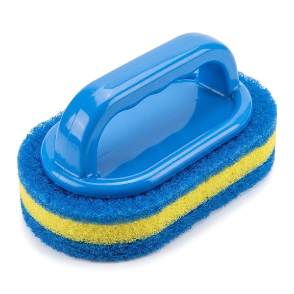All Purpose Cleaning Brush for Bathroom & Kitchen, Ergonomic Handle Scrubber for Bathtub Toilet Shower, Heavy Duty Sponge Scrubbing Brush