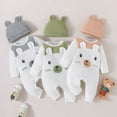 thumbnail image 3 of WIBACKER 0-18M Baby Boys Cartoon Bear Long Sleeve Jumpsuit and Hat Spring Fall Outfits Clothes, 3 of 8