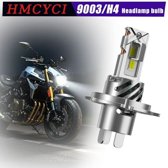 Latest H4/9003/HB2 Bulb for Motorcycle Hi/Low Beam, 25,000LM 700% Super Brighter, 1:1 Halogen Size, 6500K Cool White, 70000Hrs Long Service Life with Cooling Fan, Plug and Play, Pack of 1