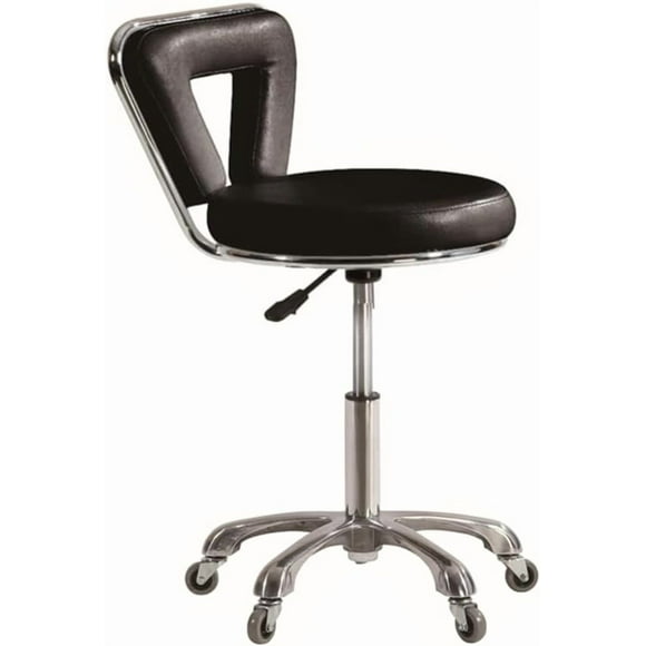 Gen'C Béauty Hydraulic Rolling Stool with Backrest Black