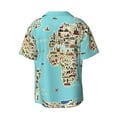 thumbnail image 2 of Fotbe World Travel Line Icons Map print Short Sleeve Button Down Shirts for Men Casual Summer Beach Wrinkle Free Shirt-Small, 2 of 7