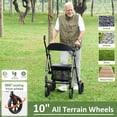 thumbnail image 5 of WALK MATE Rollator Walker for Seniors, 10 Inch Big Wheels, Reinforced Aluminum Frame 350lb Weight Capacity, Foldable All Terrain Rolling Walker with Seat, Lightweight Adjustable Height, Grey, 5 of 10
