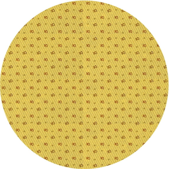 Ahgly Company Indoor Round Patterned Golden Yellow Area Rugs, 5' Round
