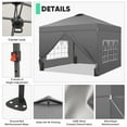 thumbnail image 2 of Outdoor Basic 12'x12’ Pop up Canopy Tent with One Push Setup & Sidewalls, Instant Shade Gazebos for Patio Deck Garden and Beach,Gray, 2 of 9