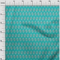 thumbnail image 2 of oneOone Silk Tabby Turquoise Blue Fabric Leaves & Floral Block Sewing Material Print Fabric By The Yard 42 Inch Wide, 2 of 4