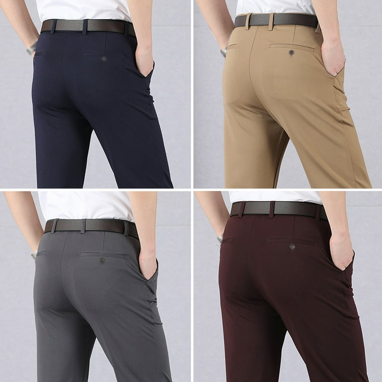 Mens Casual Stretch Khaki Pant,Classic Fit High Waist Casual Pants