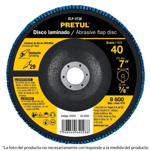 Disco Laminado 7' Grano 80 Centro 7/8' Pretul Pretul DLP-2732