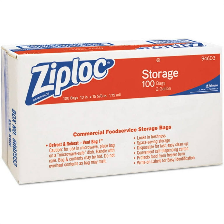 Ziploc Double Zipper Freezer Storage Bags, 2 Gallon, 100 Bags