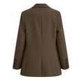 thumbnail image 2 of longantii Casual Blazers for Women Long Sleeve Lapel Collar Blazer Jackets Classy Button Front Business Suit Spring Fall Wear with Pockets Brown M, 2 of 4