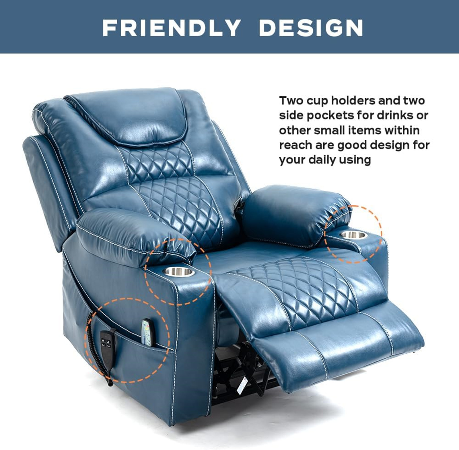 LITVZ Heavy Duty Power Lift Chairs Recliners with Heater and Massage for Elderly, Big and Tall Recliners 400lbs Suitable for People Up to 6Ft