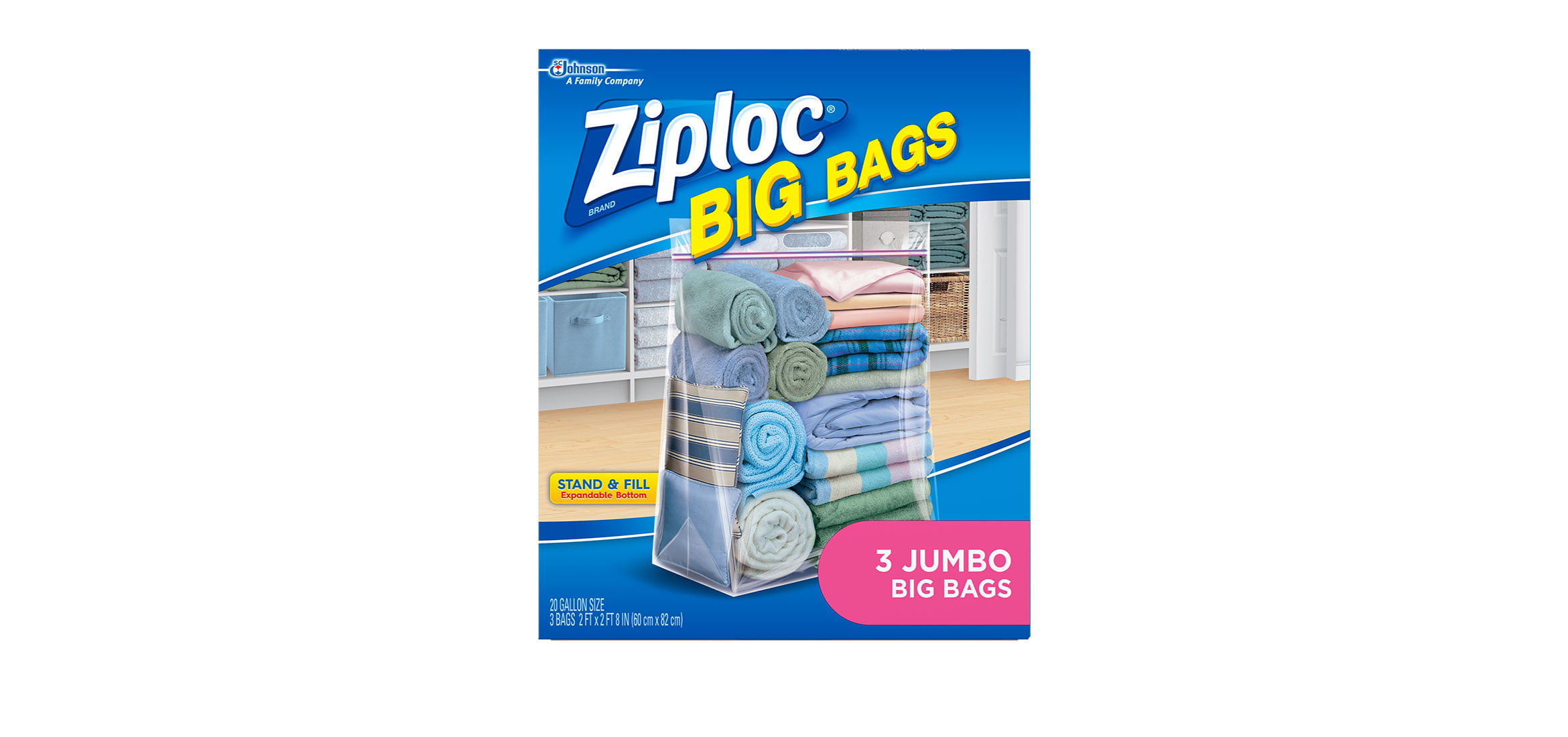 Ziploc Storage Bags, Double Zipper Seal & Expandable Bottom,  Large, 5 Count (Pack of 2) : Health & Household