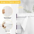 thumbnail image 6 of Purple Grey Stripe No Hook Shower Curtain Waterproof, Bathroom Curtains with Snap in Liners and See Through Top Window, Minimalist Farmhouse Striped Hotel Style Bathtub Curtains Shower 72"Wx84"L, 6 of 8