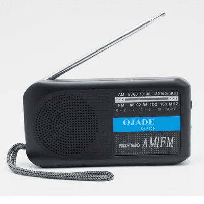 Portable AM/FM Transistor Radio with Loud Speaker, Battery or USB Powered - Compact Emergency Radio for Indoor, Outdoor, Travel & Storms (Model OE-1705)