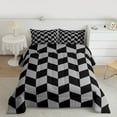 thumbnail image 2 of jejeloiu Black Geometric Rhombus Bedding Comforter Set,Modern Minimalist Geometric Twin Comforter Sets,Gray Checkerboard Grid Bedding Set For Teens,Ultra Soft Home Decor Reversible,2 Pieces, 2 of 8