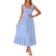 thumbnail image 1 of Txlixc - Vestido midi de verano para mujer, informal, con tirantes finos, sin mangas, de talle alto, fluido, línea A, largo Txlixc Estilo de ocio, 1 of 6