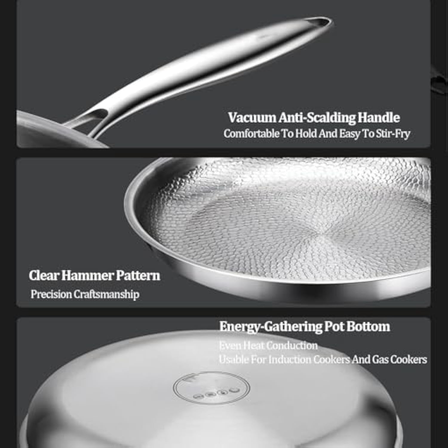 Titanium Cookware Titanium Frying Pan, Pure Titanium Pan Non Stick Fry Pan with Lid Hand Hammered Cooking Pan for All Stovetops
