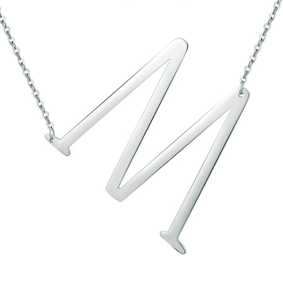 TINGN Initial Necklace for Women Silver Plated Large Initial Letter Necklace for Women