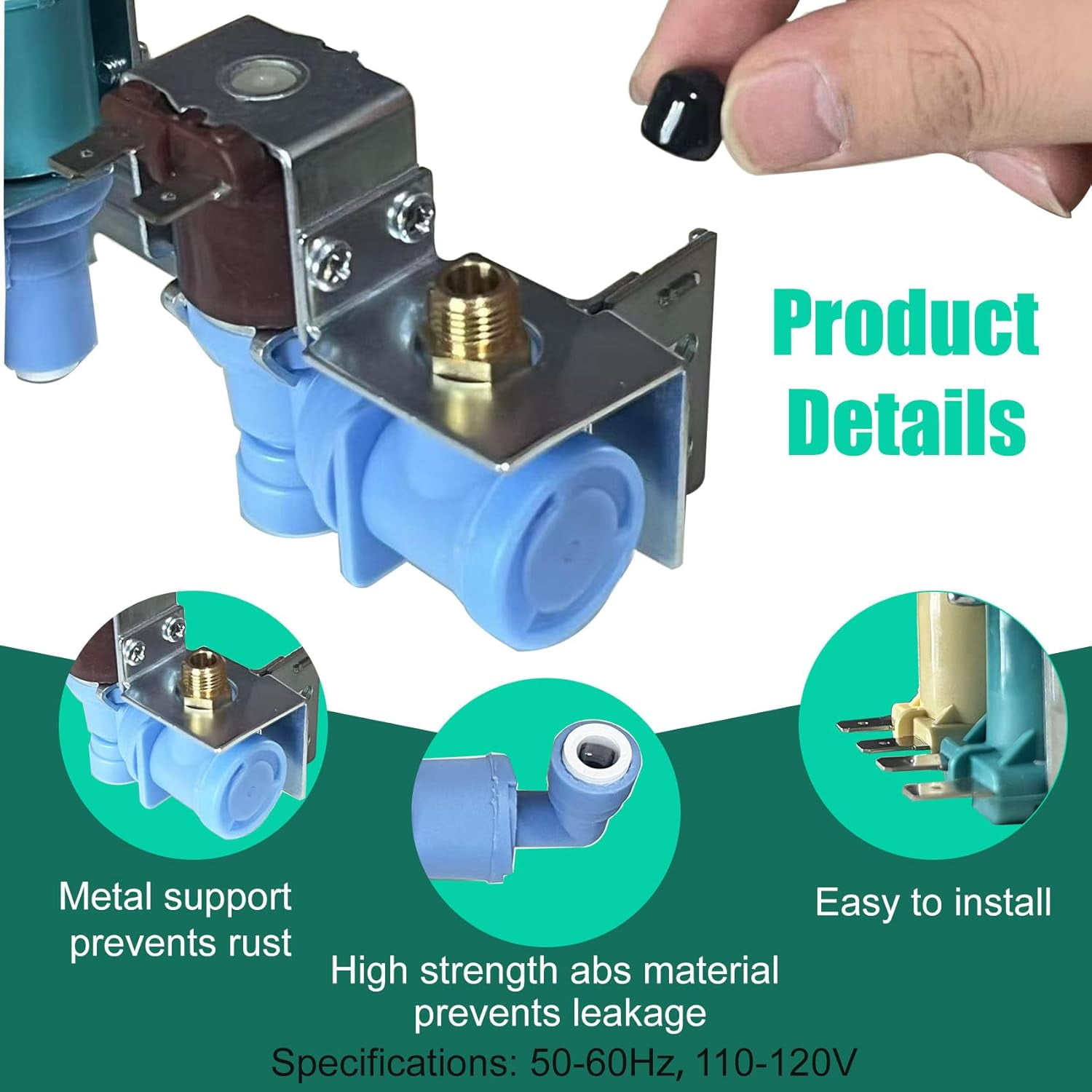 RVKXHD 242252702 Refrigerator Water inlet Valve for Frigidaire Kenmore Electrolux Crosley, Fridge Water Valve replacement Parts 240531101 241734301 WV2702 AP5671757 240321801 K-76150, 1 Year Warranty