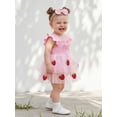 thumbnail image 6 of RUINIXCW Baby Girl First Birthday Cake Mesh Outfit 1st Birthday Summer Clothes One Years Old Pink Romper Dress Strawberry Bow Embroidery Ruffled Sleeve Tulle Tutu Dress Headband, 6 of 9