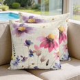thumbnail image 2 of Pillow Covers 20x20 Set of 2, Purple Spring Floral Square Throw Pillow Covers for Couch/Sofa/Living Room, Vintage Flowers Farmhouse Watercolor Decorative Soft Pillowcases for Couch Throw Pillows, 2 of 9
