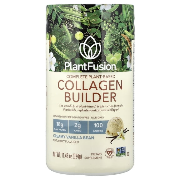 PlantFusion Complete Plant-Based Collagen Builder, Creamy Vanilla Bean, 11.43 oz (324 g)