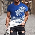 thumbnail image 2 of Camisetas de Manga Larga para Hombres Imprimir Fallow Cuello Redondo Camiseta, Moda Casual Manga Corta Mezcla de Algodón/Lino, 2 of 9