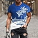 thumbnail image 2 of Camisetas de Manga Larga para Hombres Imprimir Fallow Cuello Redondo Camiseta, Moda Casual Manga Corta Mezcla de Algodón/Lino, 2 of 9