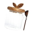 thumbnail image 2 of Tarro de vidrio con tapa de madera y cuchara, tarro para especias, tarro de vidrio para almacenamiento, tarro transparente 500 ml, 2 of 9