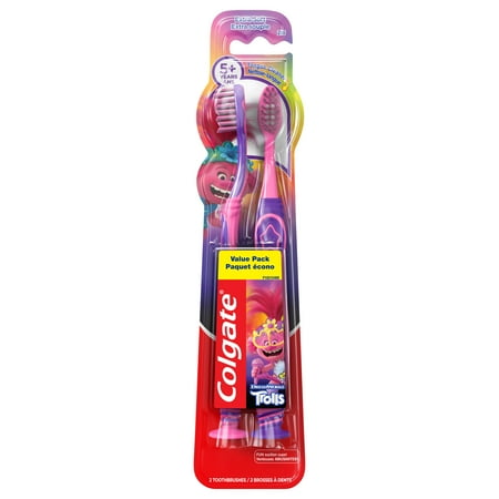 Colgate Kids Extra Soft Toothbrush with Suction Cup- 2 Count (Trolls)