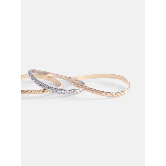 No Boundaries Wavy Bangle Bracelet Set, 3-Piece, Women's