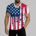 thumbnail image 2 of QATAINLAV Hot Pink Mens Big and Tall 4th of July Shirts American Flag Patriotic V Neck Short Sleeve T-Shirt Independence Day Outfits Summer Tops XXXXL, 2 of 6