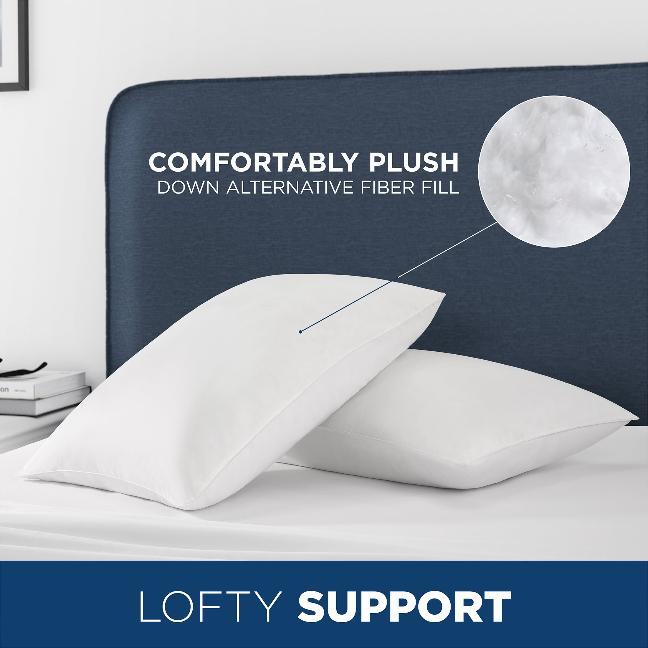 Great Sleep® Down Alternative Cotton Sateen Covered Pillows, Hotel Style, 2 Pack, King
