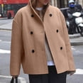 thumbnail image 2 of Women's Vintage Brown Tweed Jacket Coats Blazers, Solid Color Winter Warm Outerwear, Casual Daily Wear Work Office Travel Fashion Essential Gift for Women | Aestivo,Khaki L, 2 of 9