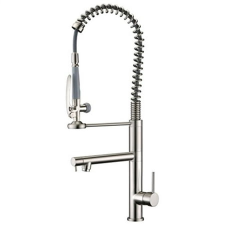 Kitchen Faucet Brushed Nickel Wenken Modern Single Handle Kitchen Sink Faucet Commercial Style Pre-rinse with High Arch Spring Best Solid (Best Industrial Style Kitchen Faucet)