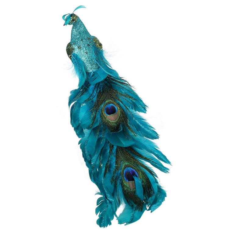 Turquoise Peacock Ornament Christmas Decorations Handmade Craft Clip On