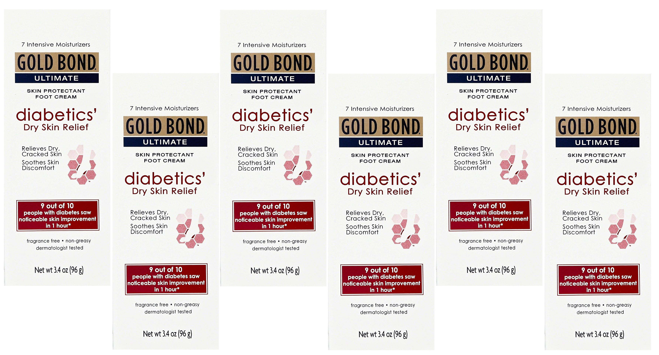 6 Pack Gold Bond Diabetic Skin Relief Foot Cream 3.4 oz Each