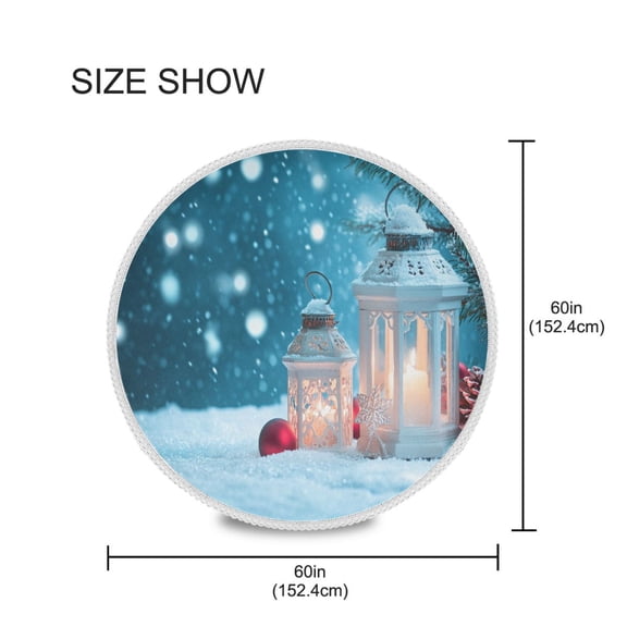 YAZAOO Round Tablecloth Snow Candle Pattern Pattern Tableclothes