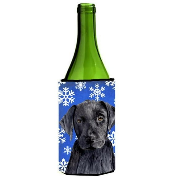 Labrador Winter Snowflakes Holiday Wine bottle sleeve Hugger - 24 oz.