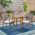 thumbnail image 3 of GDF Studio Axel Outdoor Acacia Wood and Wicker 3 Piece Bistro Set with Cushions, Teak, Multibrown, and Cream, 3 of 13