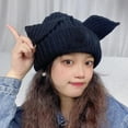 thumbnail image 5 of Gorros para mujer, gorros de invierno para mujer, gorros con orejas de gato, gorros bonitos, gorros de lana tejidos, gorros holgados y cálidos, 5 of 5