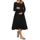 thumbnail image 1 of Vestido de maternidad y lactancia para mujeres INSPIRE CHIC, con cremallera frontal, de manga larga, cuello redondo, plisado, midi, para el embarazo, color negro, 1 of 6