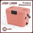 thumbnail image 3 of Costway 21 QT Insulated Portable Cooler, Hard Shell Ice Chest with 2 Cup Holders Pink, 3 of 10