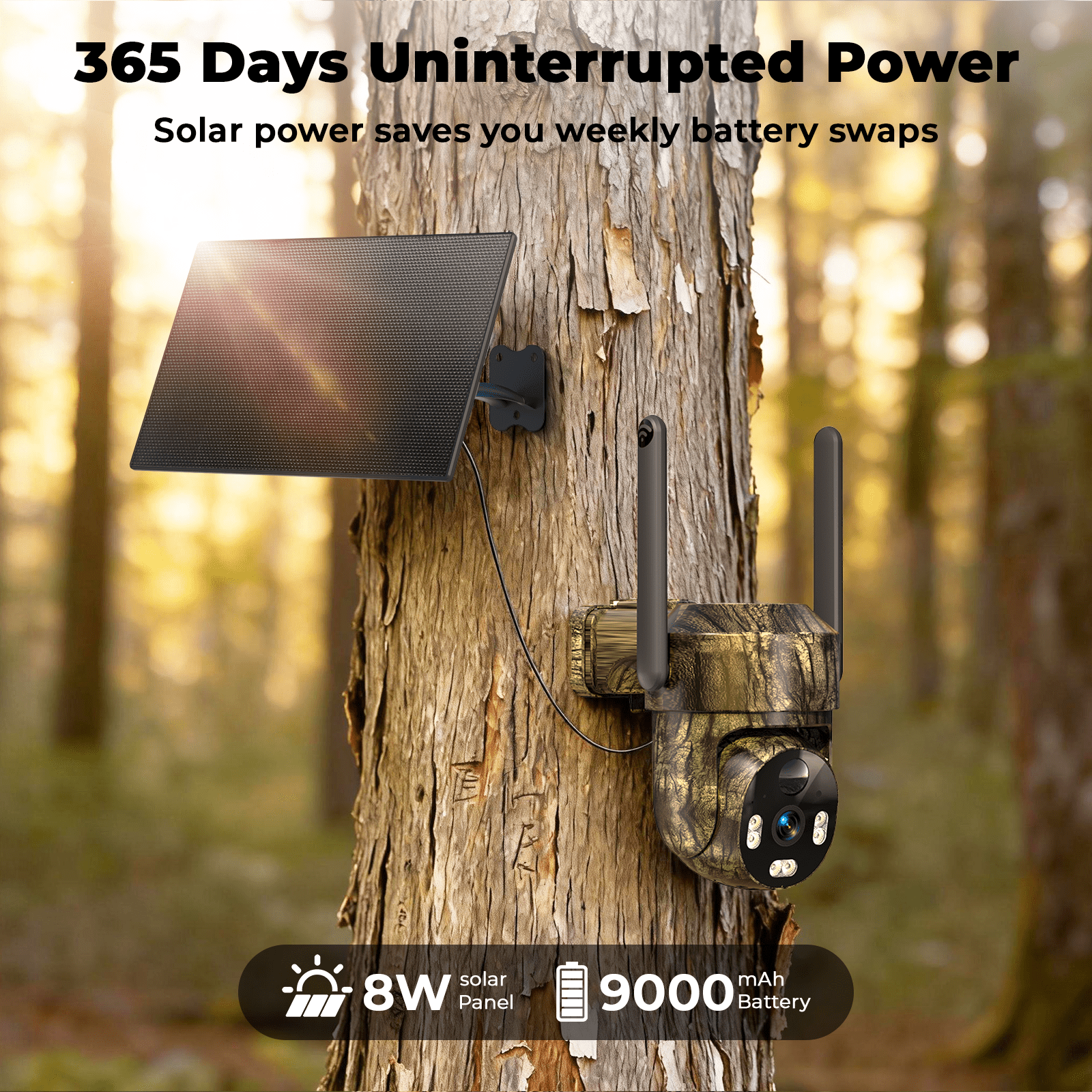 4G LTE Solar Trail Camera, Wildlife Hunting Camera, No WiFi Solar Powered Security Camera, 360° View Deer camera, 2K Live Streaming Game Camera, PIR Motion Activation, Night Vision, IP66