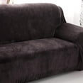 thumbnail image 6 of Thick Velvet Sofa Covers 1/2/3/4 Seater Pure Color Sofa Protector Stretch Non Slip Couch Cover Easy Fit Elastic Fabric Stretch Couch Slipcover(Coffee, 1-Seater Sofa), 6 of 8