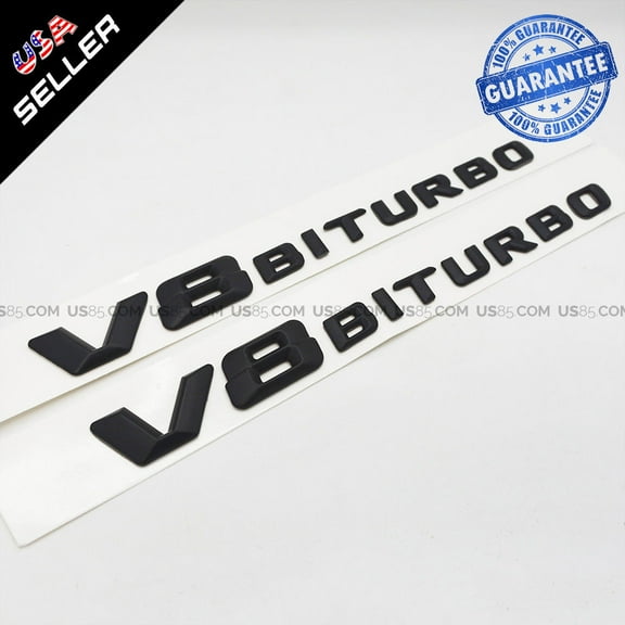Mercedes-Benz Black V8 BITURBO Side Fender Logo Nameplate Emblem AMG Decoration Modified 2pcs