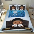 thumbnail image 1 of Bebé Jefe: Niño Africano Conjunto de sábanas temático, trío de piezas, cómodo y amigable con la piel, diseño único, regalo de decoración para el hogar para familiares, amigos y fans,140X210cm, 1 of 6