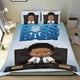 thumbnail image 1 of Bebé Jefe: Niño Africano Conjunto de sábanas temático, trío de piezas, cómodo y amigable con la piel, diseño único, regalo de decoración para el hogar para familiares, amigos y fans,140X210cm, 1 of 6