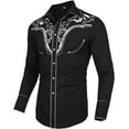 thumbnail image 7 of Daupanzees Slim Fit Shirts for Men Button Down Long Sleeve Embroidery Shirts Men's Western Cowboy Shirt Cotton Floral Embroidered Snap, 7 of 7